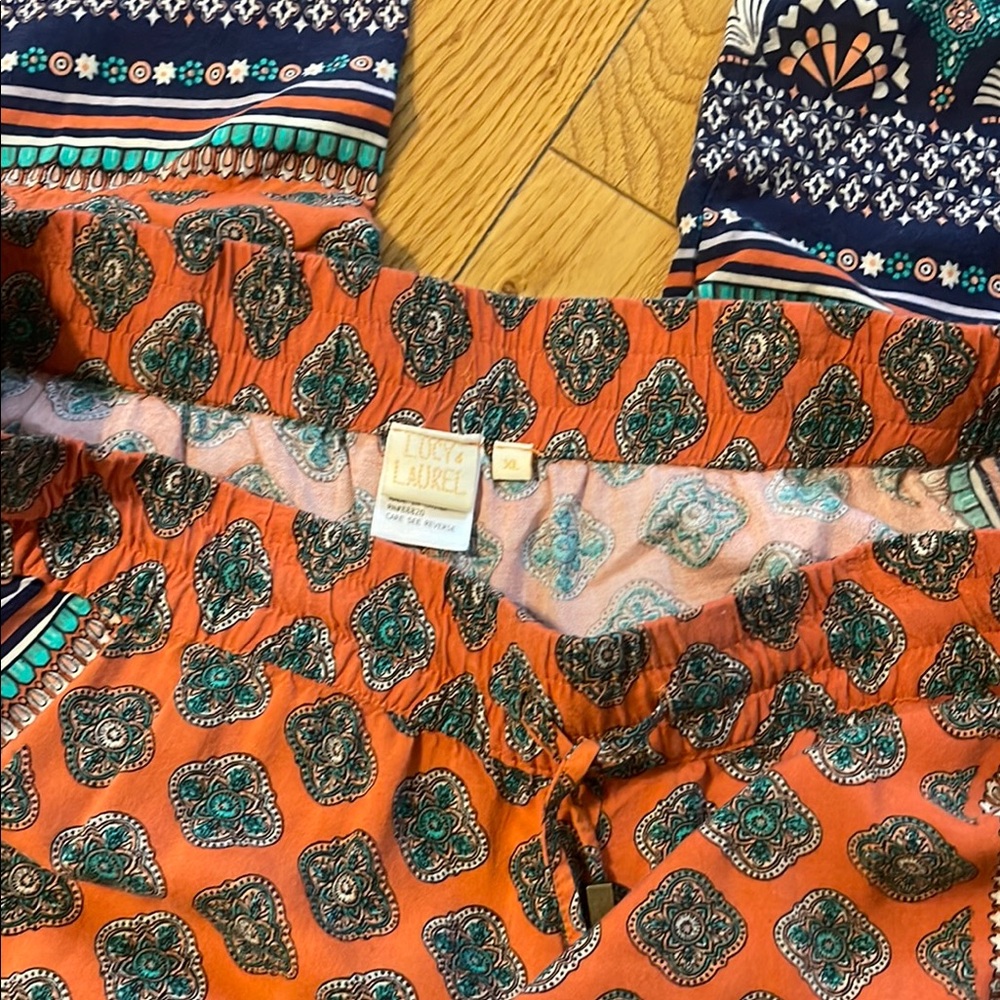 Lucy & Laurel Orange and Blue Patterned Trousers